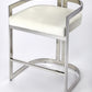 28" White And Silver Stainless Steel Low back Counter Height Bar Chair