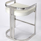 28" White And Silver Stainless Steel Low back Counter Height Bar Chair