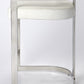 28" White And Silver Stainless Steel Low back Counter Height Bar Chair