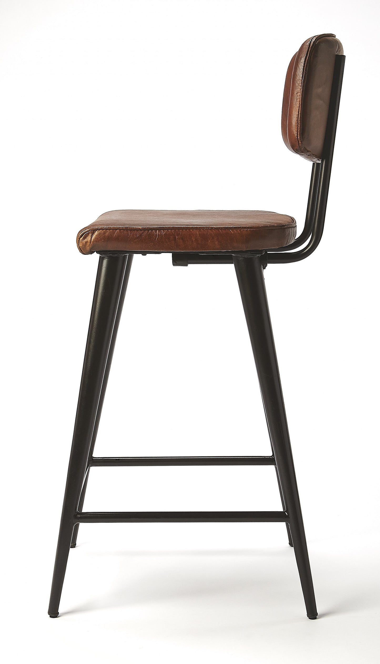 28" Brown And Black Iron Bar Chair