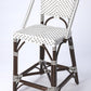 28" White And Dark Brown Rattan Bar Chair