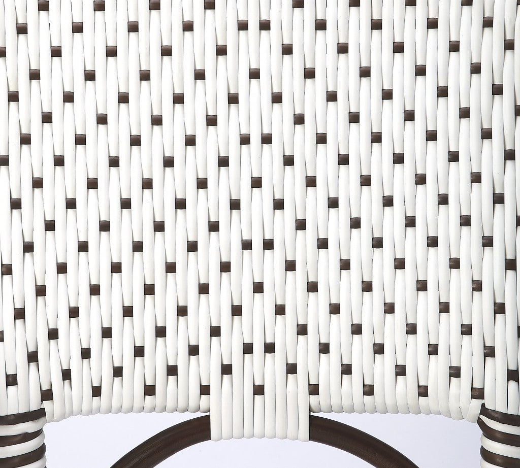 28" White And Dark Brown Rattan Bar Chair