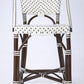 28" White And Dark Brown Rattan Bar Chair