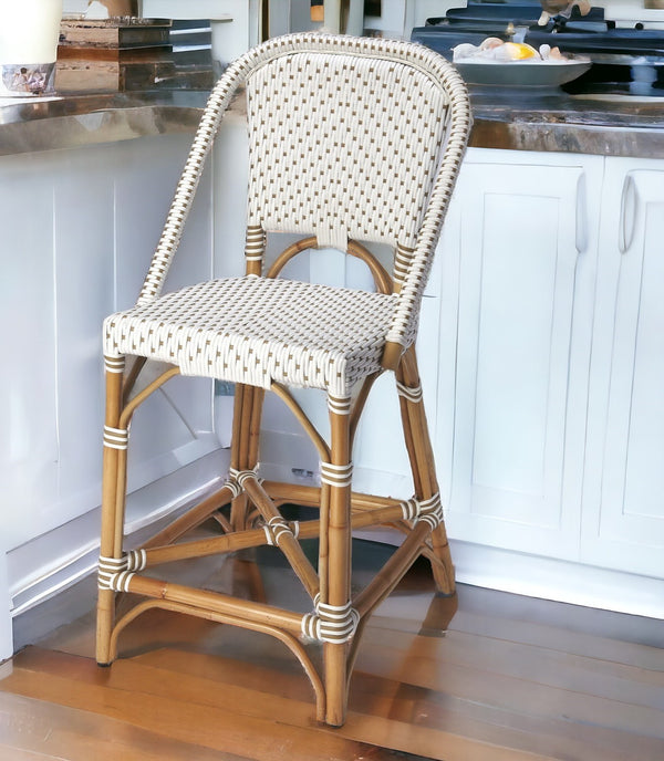 28 White And Natural Rattan Bar Chair