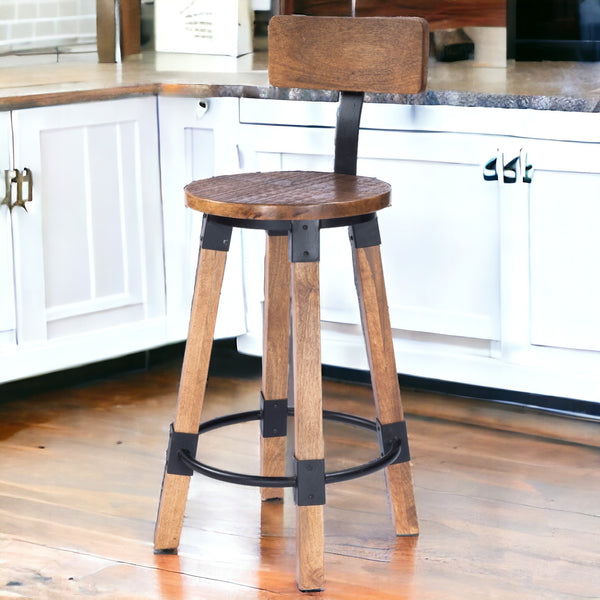 28 Brown And Natural Iron Bar Chair