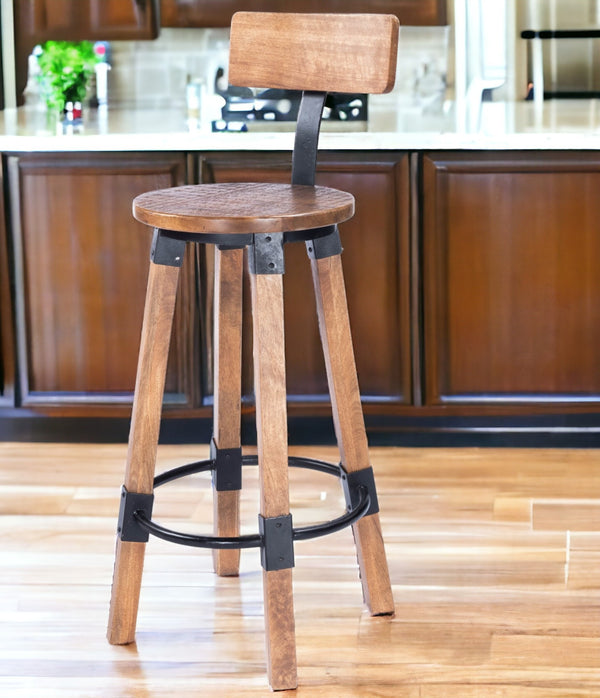 28 Brown And Natural Iron Bar Chair