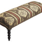 48" Brown Upholstered Wool Southwest Distressed Bench