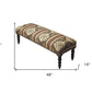 48" Brown Upholstered Wool Southwest Distressed Bench