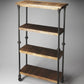 62" Wood Brown Iron Three Tier Standard Bookcase