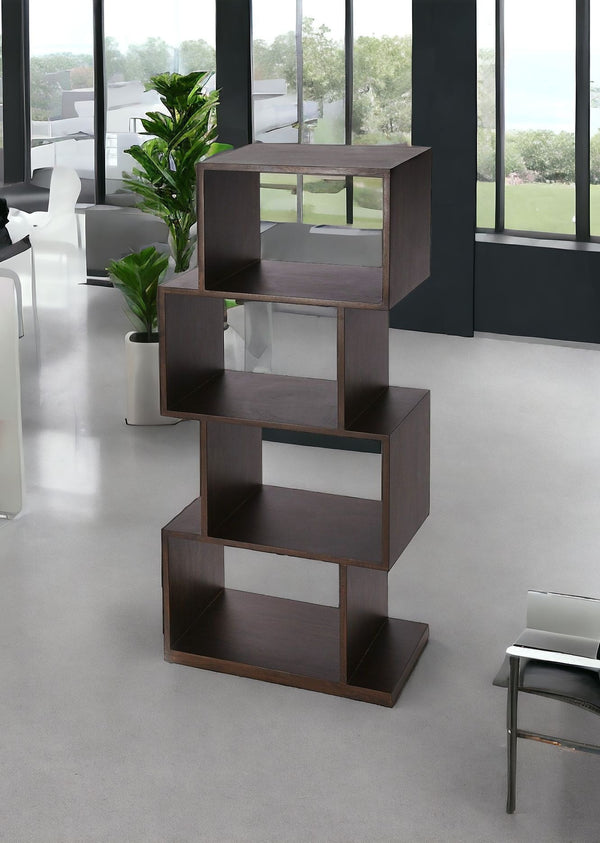 48 Dark Brown Wood Stacking Cubes Vertical Etagere Unit