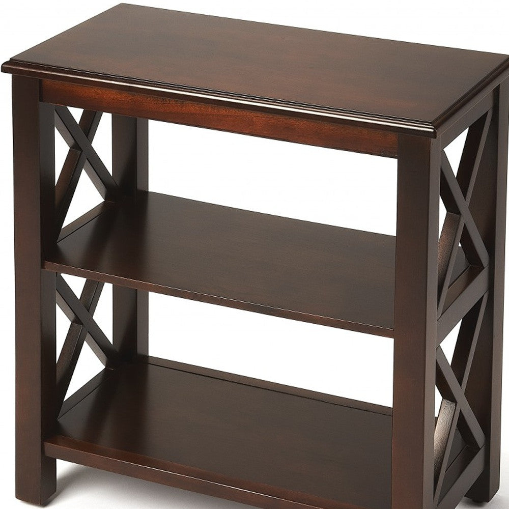 25" Dark Brown Two Tier Standard Bookcase