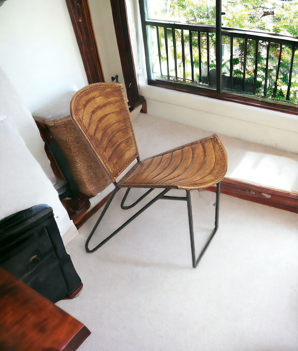 23 Brown Faux Leather Side Chair