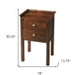 30" Brown Solid Wood End Table With Two Drawers