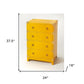 24" Yellow Solid Wood Four Drawer Dresser