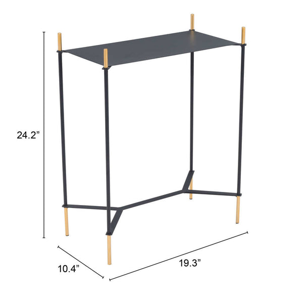 24 Gold And Black Steel End Table