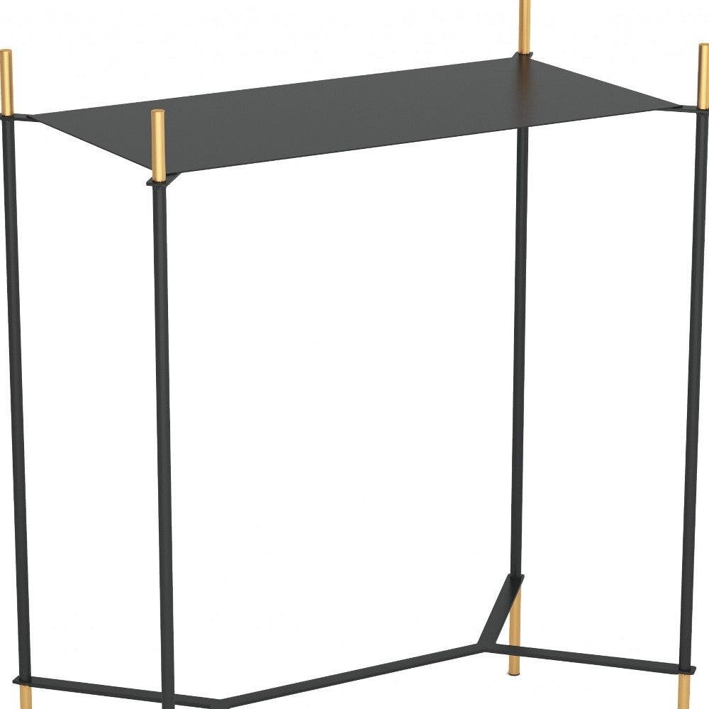 24" Gold And Black Steel End Table