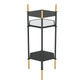 27" Gold And Black Glass End Table With Two Shelves