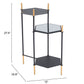 27" Gold And Black Glass End Table With Two Shelves