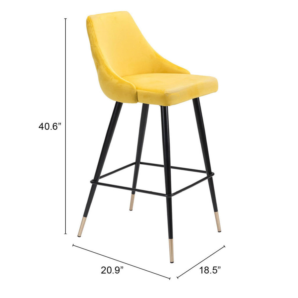 30" Yellow And Black Steel Low Back Bar Height Bar Chair