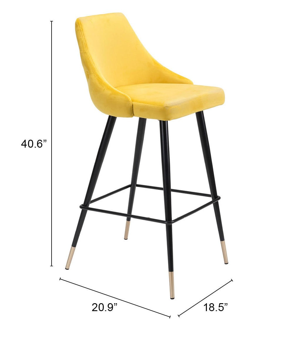 30" Yellow And Black Steel Low Back Bar Height Bar Chair