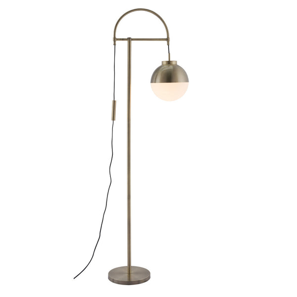 White and Brushed Bronze Crossed Floor Lamp