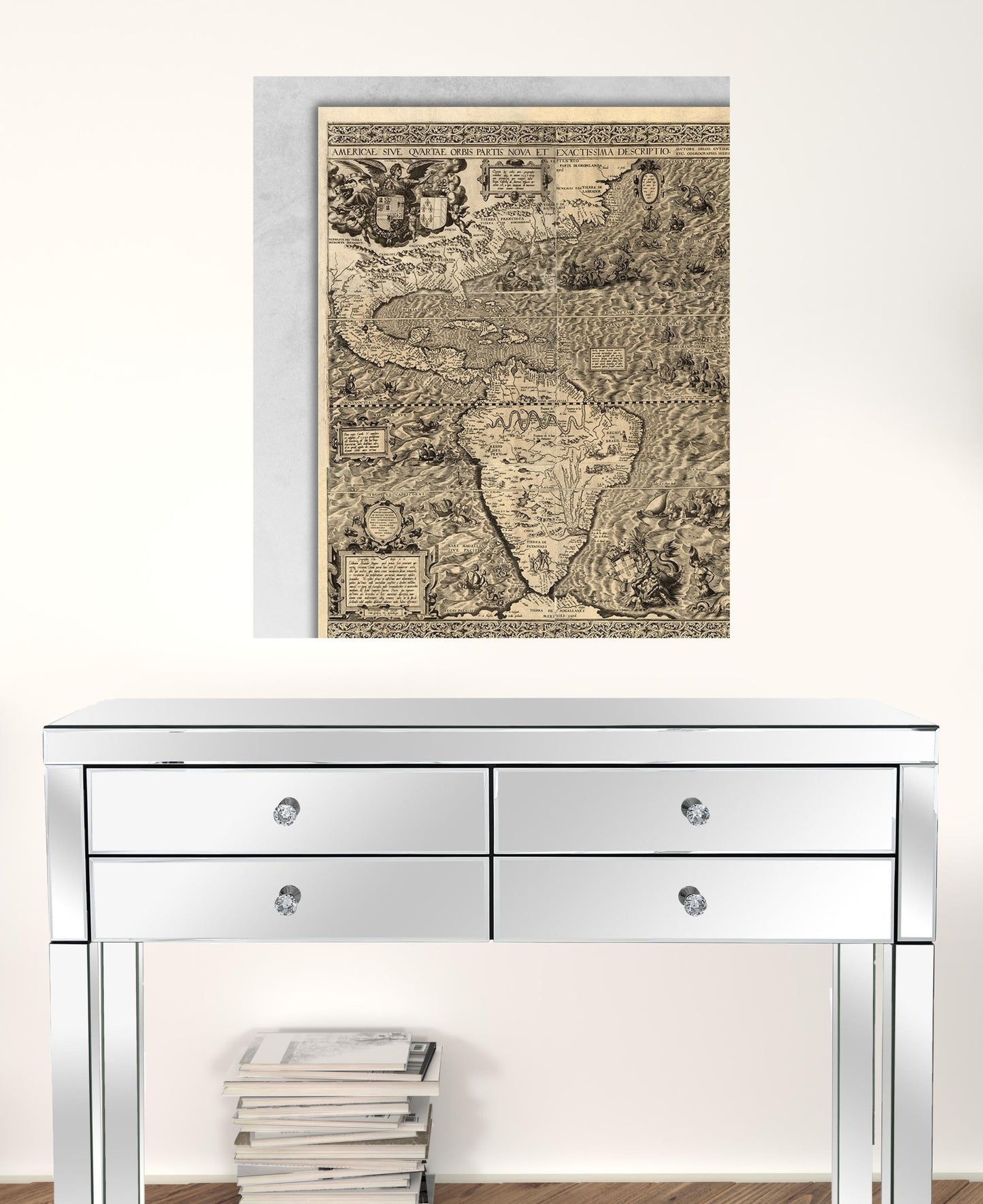 20" X 24" Vintage 1562 Map Of Early Americas Wall Art