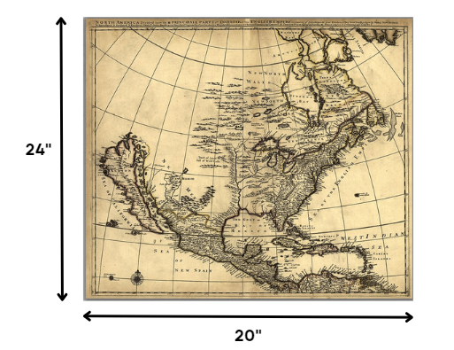 24" X 28" Map Of North America C1685 Vintage  Poster Wall Art