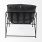 Black Faux Leather Contemporary Metal Chair