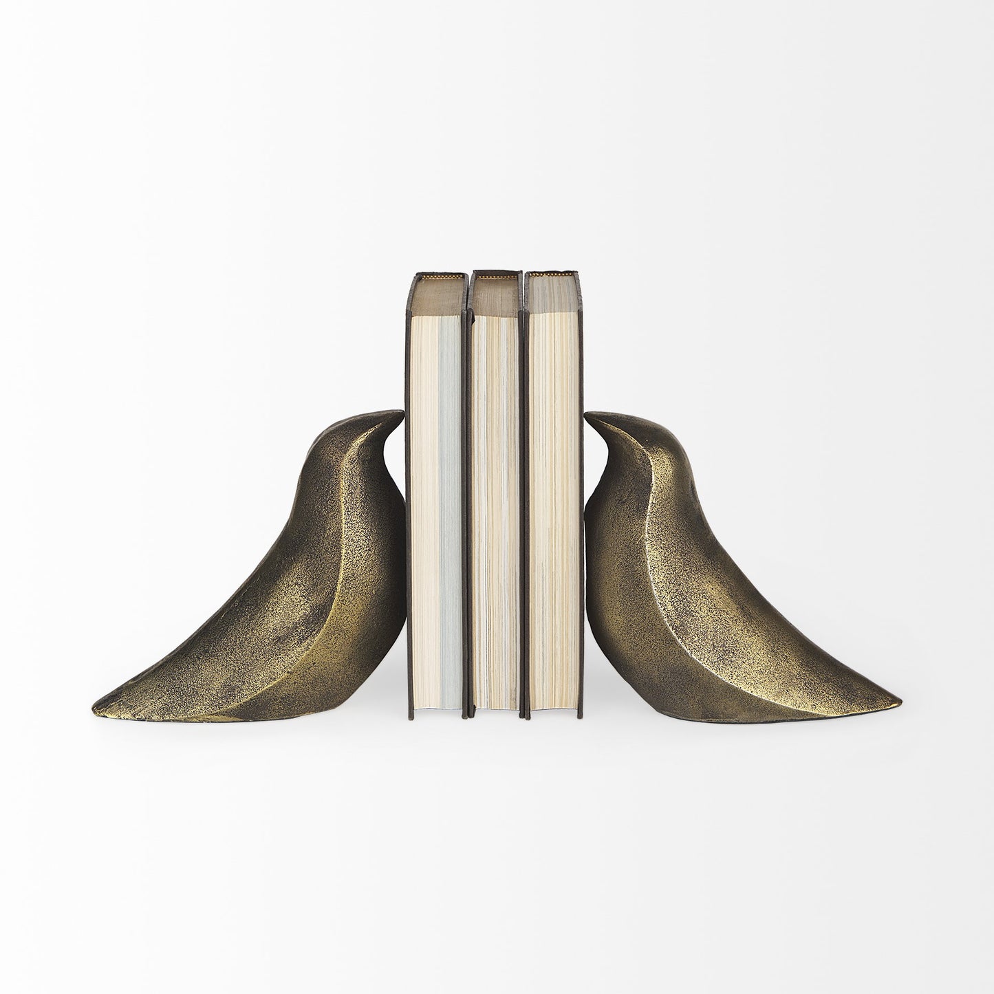 Rustic Antiqued Gold Dove Bookends