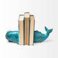 Rustic Aqua Blue Whale Shaped Bookends