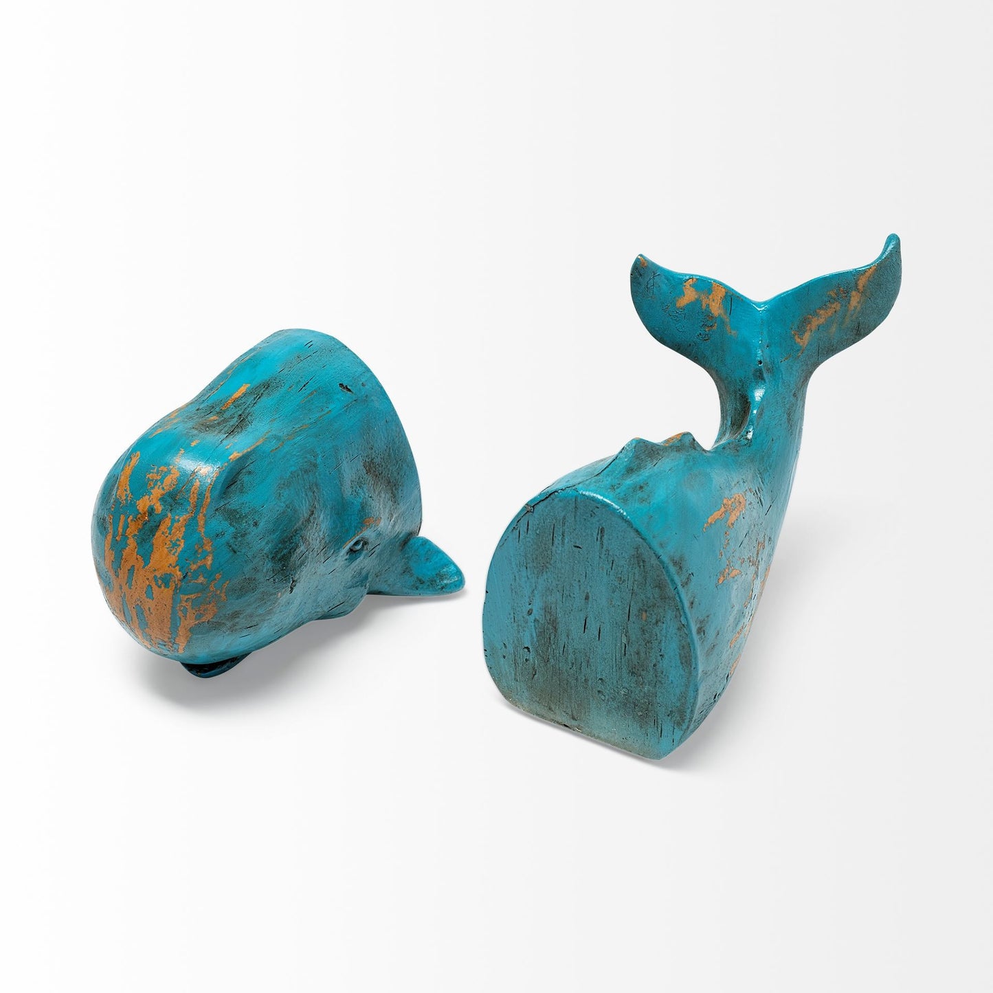 Rustic Aqua Blue Whale Shaped Bookends