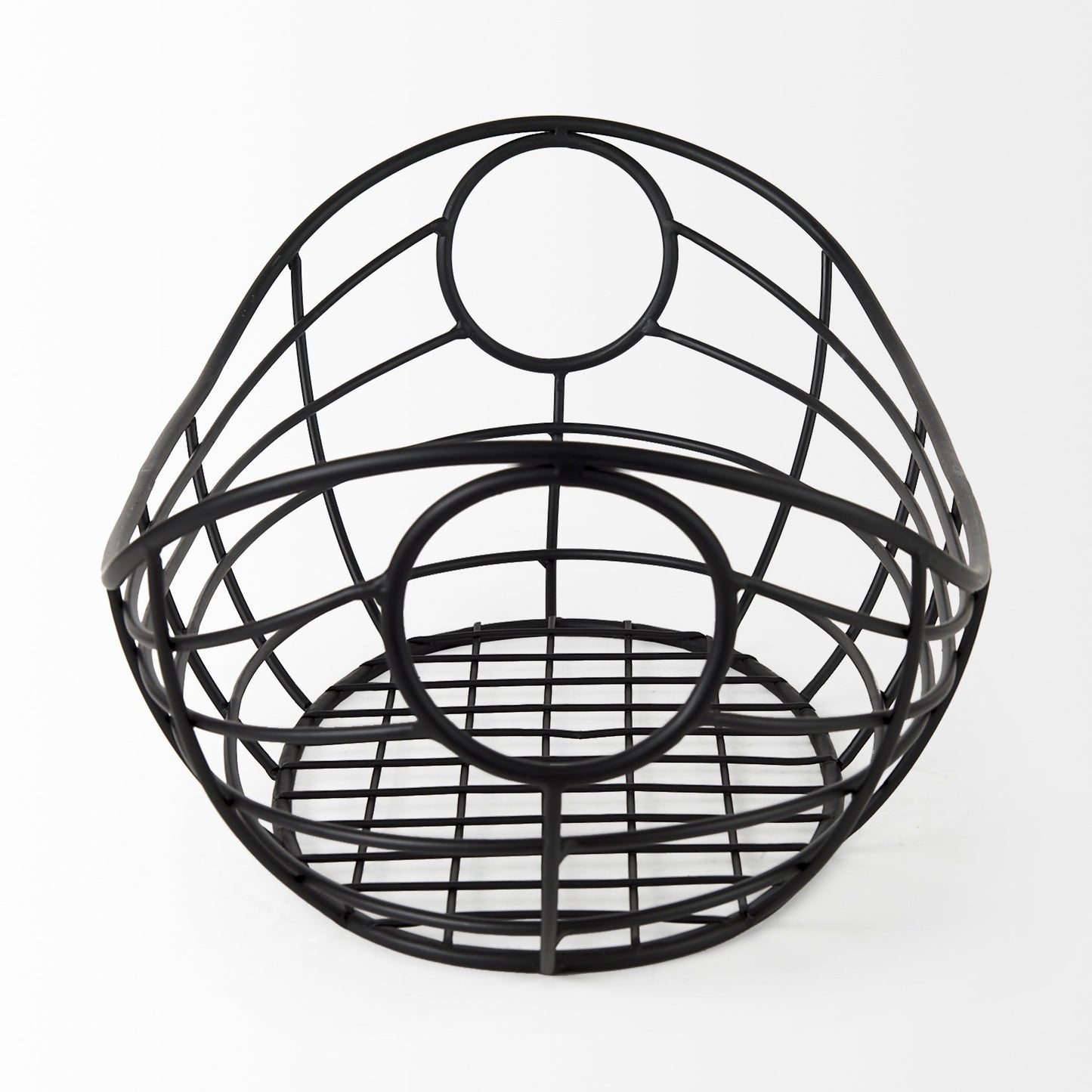 22" Black Metal Oval Storage Basket