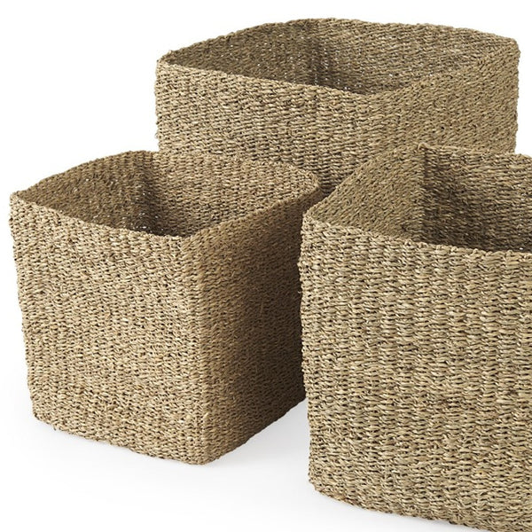 Set Of Three Square Wicker Storage Baskets