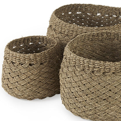 Set Of Three Woven Wicker Storage Baskets