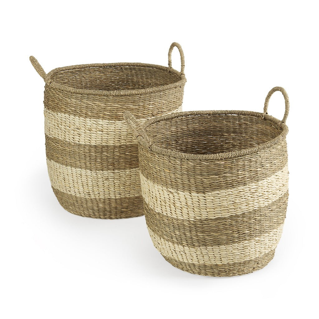 Set Of Two Round Wicker Storage Baskets