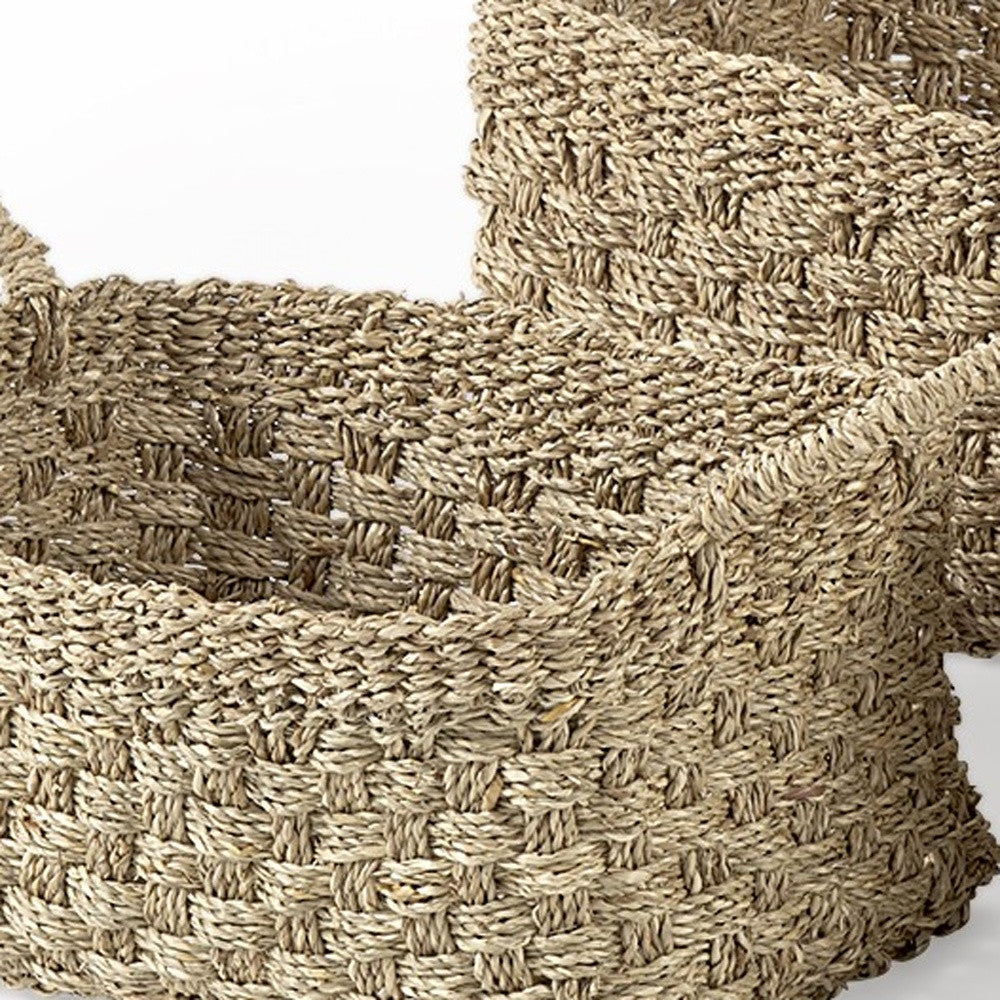 Set Of Three Weaved Wicker Storage Baskets