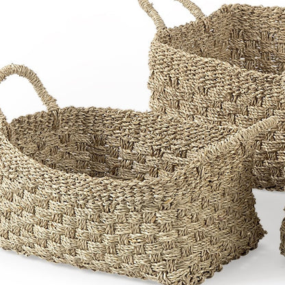 Set Of Three Weaved Wicker Storage Baskets