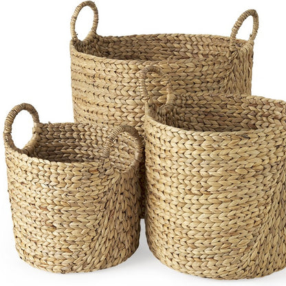 Set Of Three Braided Wicker Storage Baskets