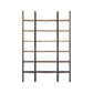 90" Brown Distressed Iron and Solid Wood Six Tier Bookcase