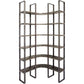 90" Black Iron Frame Curved Wooden Six Tier Shelving