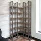 90" Black Iron Frame Curved Wooden Six Tier Shelving