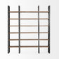 90" Brown Iron and Solid Wood Six Tier Bookcase