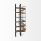 90" Brown Iron and Solid Wood Six Tier Bookcase