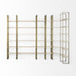 90" Gold and Natural Distressed Iron and Solid Wood Six Tier Bookcase