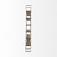 90" Brown Distressed Metal and Solid Wood Six Tier Bookcase