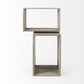 Set of Two Rustic Light Gray Brown Cube Box Shelves