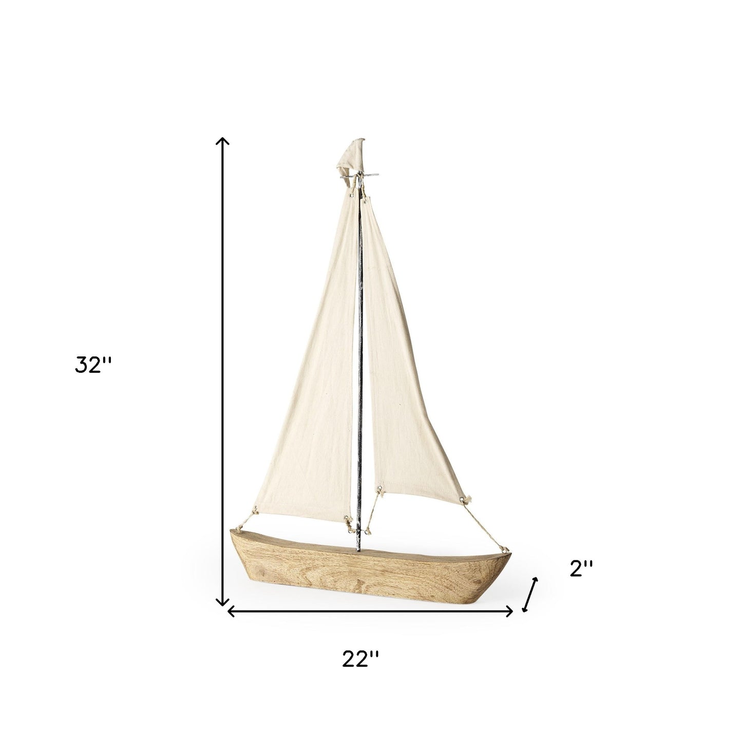 Wooden Sailboat Sculpture