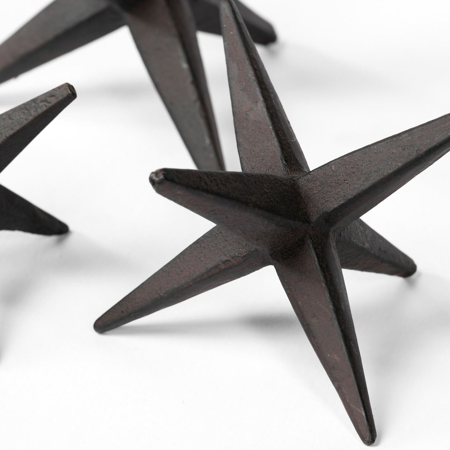 Set of Three Black Cast Iron Star Tabletop Sculptures