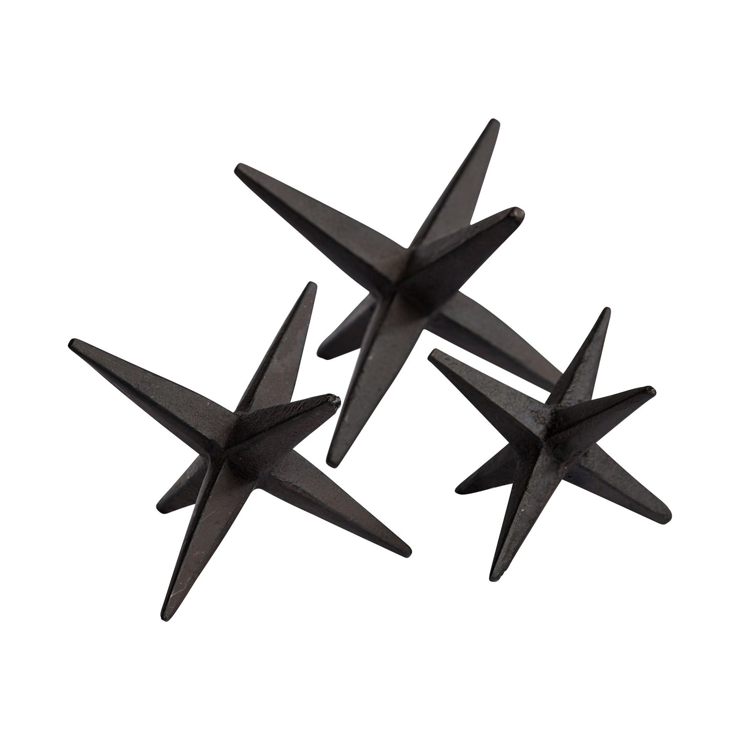 Set of Three Black Cast Iron Star Tabletop Sculptures