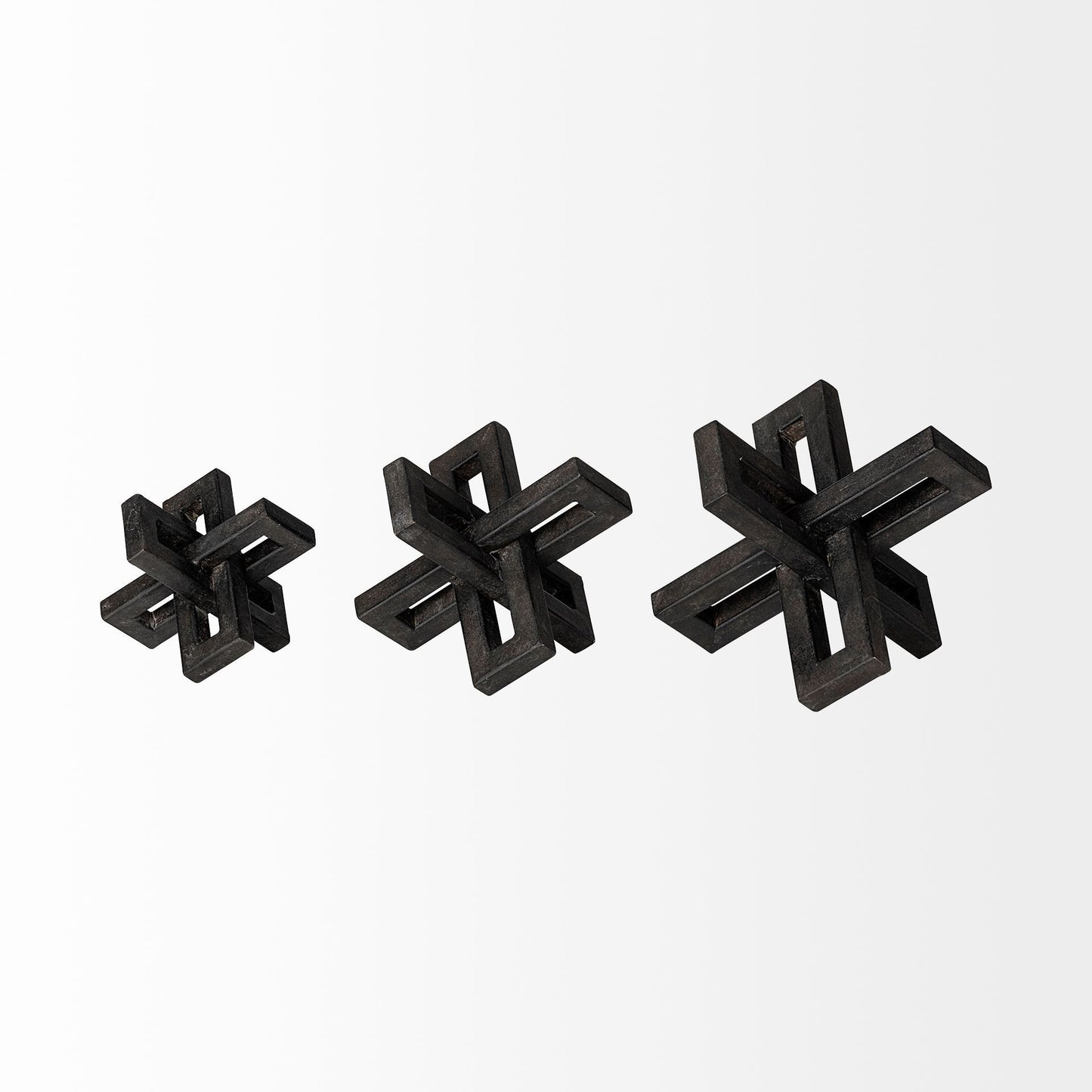 Set Of Three Black Metal Decorative Jacks